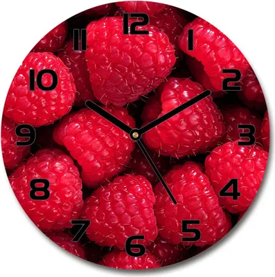 Produktbild von Wanduhr aus Glas 30fi Glasbild Glasuhr Gehärtetes Glas - schwarze-zeiger - Raspberries