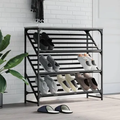 Immagine prodotto di vidaXL Portascarpe grigio Sonoma 90x30x85 cm Materiale a base di legno