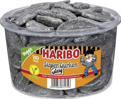 Produktbild von Haribo Super Gurken salzig veggie salziges Lakritz würzig 1350g