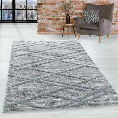 Produktbild von Homebyhome Teppich Wohnzimmer Hoch-Tief Effekt 3D Optik Skandinavische Boho Design Elegante Hochflor Teppich Flauschig, Grösse: 240x340 cm