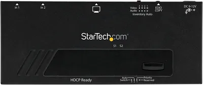 Produktbild von StarTech.com 2 Port HMDI Switch / Verteiler - Automatische Umschaltung mit IR-Fernbedienung - 1080p, HDMI, Aluminium, Kunststoff, Schwarz, 10 m, 1280 x 720 (HD 720), 1920 x 1080 (HD 1080), 1920 x 1200 (WUXGA), 1080p, 720p