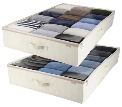 Immagine prodotto di Set di 2 organizer da posizionare sotto il letto – Beige – 100 x 60 x 15 cm