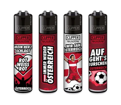 Produktbild von Clipper Feuerzeuge 4er Set Fussball Österreich