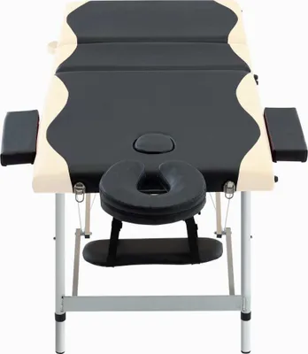 Immagine prodotto di Lettino Massaggio Pieghevole 3 Zone in Alluminio Nero e Beige