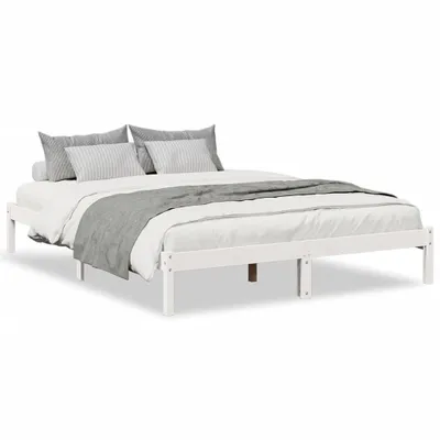 Produktbild von Massivholzbett Extra Lang ohne Matratze Weiß 140x210 Kieferholz