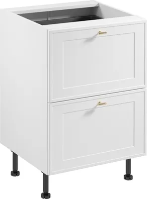 Produktbild von Küchenunterschrank 60 cm mit 2 Schubladen küchenmöbel ohne Arbeitsplatte, Sorento D60S2+1 AX Weiß