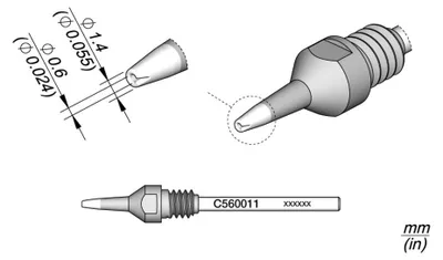 Produktbild von JBC Entlötspitze Serie C560, C560011/Ø 0,6 mm, 1,4 mm, Padcleaning C560011