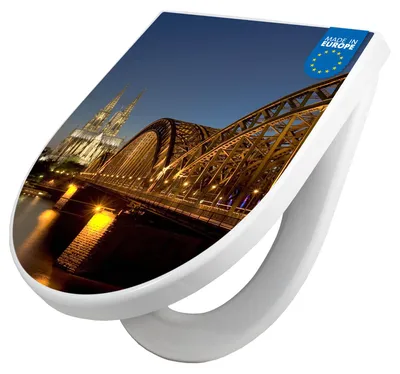 Zdjęcie produktu dla Deska sedesowa z mechanizmem powolnego opadania, kształt litery D, wzór „Köln” [TDW3 10135]