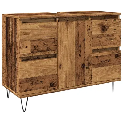 Productafbeelding van Badkamerkast 80x33x60 cm bewerkt hout oud houtkleurig