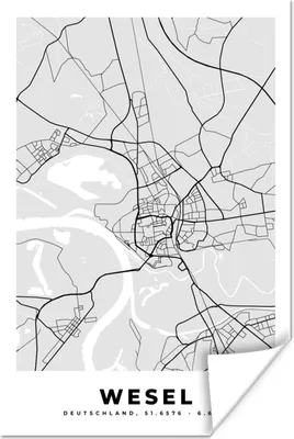 Produktbild von MuchoWow® Poster Duitlsand - Wesel - Karte - Stadtplan 120x180 cm - Kunstposter