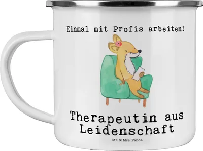 Produktbild von Mr. & Mrs. Panda Teetasse Therapeutin Leidenschaft - Weiß - Geschenk, Emaille Tasse, Pott, Teebecher, becher, Kaffeepott