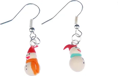 Produktbild von Schneemann Ohrringe Schnee Winter Miniblings Weihnachten Schal bunt mit Mütze