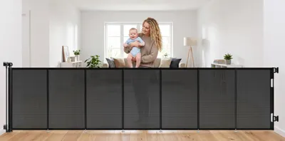 Imagen del producto de Puerta para bebés extra ancha, con una longitud de 500 cm y una altura de 86 cm, con barras reforzadas, ideal para niños y mascotas
