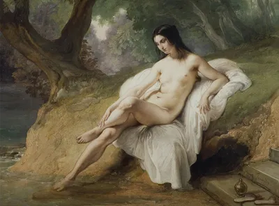 Produktbild von Legendarte - Kunstdruck auf Leinwand - Badende Francesco Hayez - Wanddeko, Canvas cm. 60x80