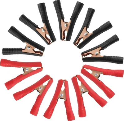 Produktbild von 10 Stück isolierte 100-A-Krokodilklemmen, elektrische Hochleistungs-Krokodilklemmen, Batterieersatzkabel, Metall, federbelastete