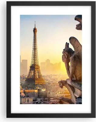Produktbild von Gerahmtes Poster - Schwarzer Rahmen - Wasserspeier Turm Eiffel - 30x40 cm - Wand Bild - Wanddeko - Wandbilder - Kunstposter - Wandposter - Bilderrahmen - Bilder - Kunstdruck - P2BPA30x40-4633