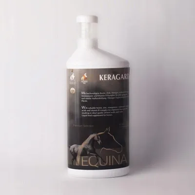 Produktbild von Nuba Keragard Ergänzungsfutter Pferd flüssig 1000 ml mit Biotin, Zink für Hufe Pferd, Haut und Fell