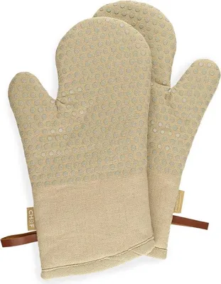 Produktbild von CH&F Ofenhandschuhe 2er Set 18x33 cm – Silikon-Dots, Baumwolle – Canyon
