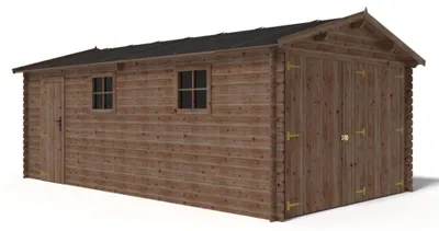 Image de Garage en bois - 21m2 - 3.5x6m - imprégné - Ep. 28mm - couleur: marron - GAR20 - ALTANKA