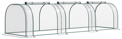 Image de Serre - Serre de jardin avec porte - 350 x 80 cm - Acier et plastique - Transparente