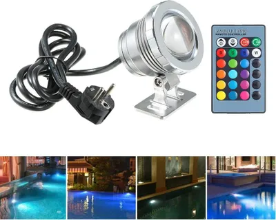 Produktbild von 10 W Poollicht mit Fernbedienung, 4 RGB-Modi, IP66, 85–265 V, LED-Strahler für Aquarium, Tauchflutlicht, Außenlampe für Teiche, Springbrunnen, Parksee