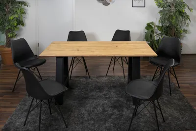 Produktbild von Refurbished Möbelretoure Esstisch 200x100cm Akazie massiv natur schweizer Kante A-Gestell AMALIE