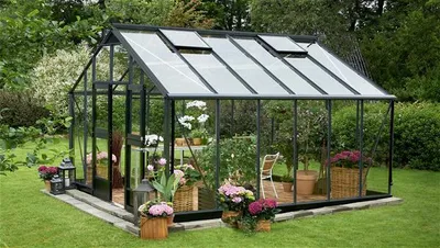Produktbild von Gewächshaus Juliana Gärtner 16,2m² Alu anthrazit 3mm Sicherheitsglas