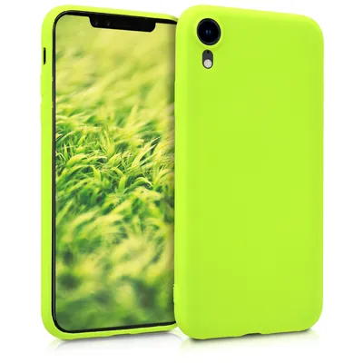 Image de kwmobile Housse compatible Apple iPhone XR Housse - Etui souple en silicone TPU - Coque adaptée à la recharge sans fil - Jaune fluo