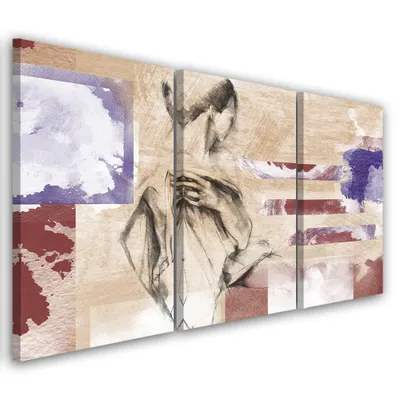 Image de Triptyque sur toile beige divers 150x100 cm Feeby beige tableau mural prêt à accrocher