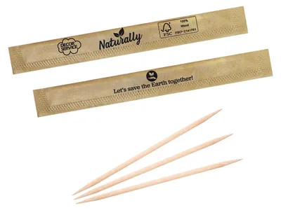 Produktbild von 12000x Zahnstocher aus Holz rund in Papier gehüllt Ø2mm 65mm