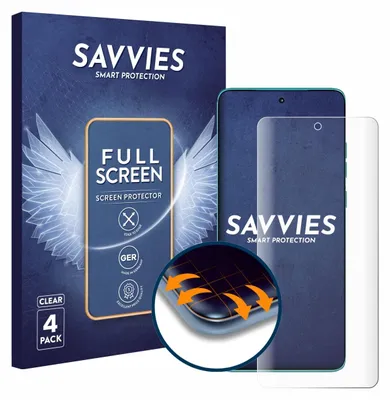 Produktbild von 4x Savvies Fullscreen Schutzfolie für Motorola Edge 60 Fusion / 60 / 60 S Displayschutz Folie Fullcover Klar Transparent