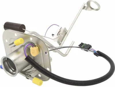 A fuel sending unit assembly for a car, isolated on a white background.