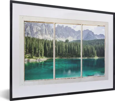 Produktbild von MuchoWow® MuchoWow® Gerahmtes Poster Aussicht - Baum - Wasser 40x30 cm - Poster mit zchwarzem Bilderrahmen - Bilderrahmen - Poster im Rahmen