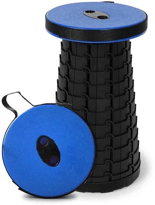 Immagine prodotto di Sgabello pieghevole regolabile Unyqoos® – sgabello da campeggio portatile, altezza regolabile da 6 a 46 cm, capacità di carico fino a 300 kg, leggero (circa 1 kg), con tracolle e cinture per il trasporto a mano