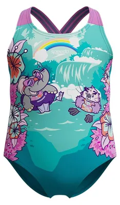 Productafbeelding van Speedo badpak voor meisjes om te leren zwemmen, met kruisrugmodel en motieven | Chloorbestendig