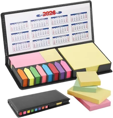 Produktbild von Selbstklebende Notizset 1100 Stück, PolyurethanStiftetui, Gelstift, Doppelkalender 2025-2026, für Büro
