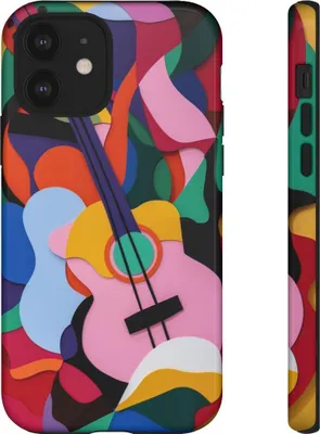 Produktbild von Bunte abstrakte Gitarrenkunst – Hülle Kompatibel mit iPhone 12