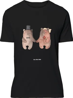 Produktbild von Mr. & Mrs. Panda Tshirt Bär Heirat - Schwarz - Geschenk, Verheiratet Heirate Hochzeit Hochzeitsgeschenk Hochzeitspaar, Oversize T-Shirt, Shirt, mit Spruch, Teddy