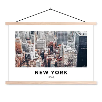 Produktbild von MuchoWow® Textilposter New York - Amerika - Architektur 120x80 cm mit holzfarbenen Rahmen - Aufhängeset
