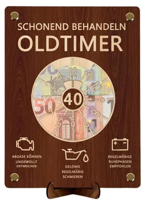 Produktbild von Vintage-Geburtstagsschild aus Holz mit Ständer für den 40., 50. oder 60. Geburtstag – Dekorative Tischdekoration aus Holz für Partys und Zuhause