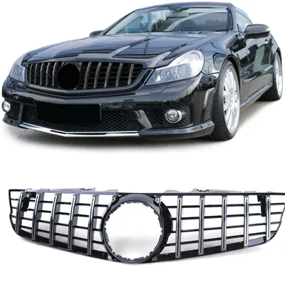 Produktbild von Sport Kühlergrill Schwarz Glanz Chrom für Mercedes SL R230 Facelift 08-12