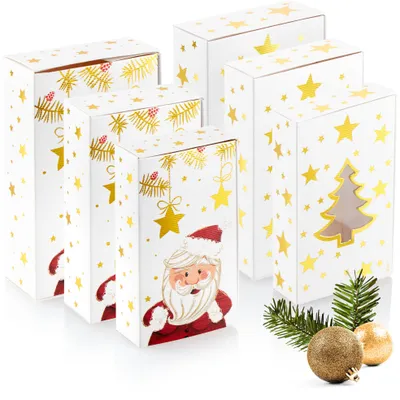 Produktbild von com-four® 6-teiliges Geschenkschachtel-Set in 3 Größen - Geschenkboxen mit Weihnachtsmotiven - Faltbox aus stabilen Pappkarton - faltbare Pappbox