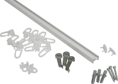 Produktbild von Aluminium-Vorhangschiene 13 mm Komplettset weiß 150 cm
