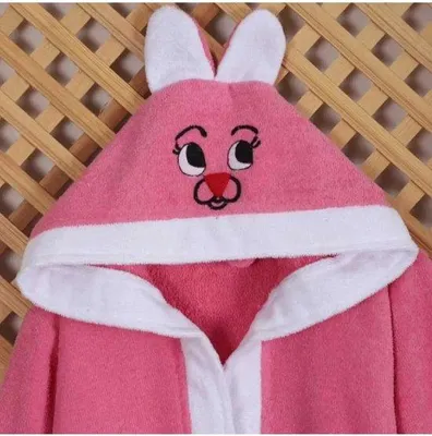 Immagine prodotto di Teksmoda Accappatoio da bagno per bambini con cappuccio, motivo con coniglietti, cotone, rosa 104