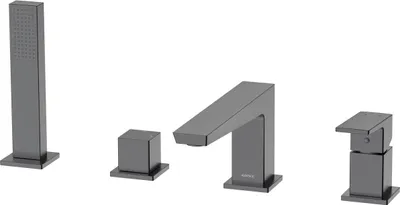 Produktbild von Avapax | Badewannenarmatur 4-loch - Gun Metal Matt - 1500 Mm Schlauch - Keramische Kartusche 35 Mm