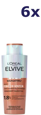 Immagine prodotto di 6 flaconi di shampoo L'Oréal Elvive da 200 ml Fiber Booster contro la caduta dei capelli