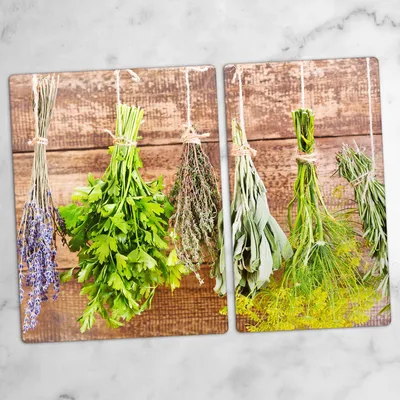 Produktbild von Glas-Herdabdeckplatten Glaskeramikkochfeld-Abdeckung Spritzschutz Glas 70x52 cm Die Trauben von Kräutern