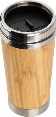 Produktbild von Trinkbecher / aus Edelstahl / mit einer Bambussummantelung / 400 ml