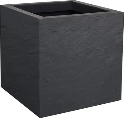 Obrázek produktu pro Čtvercový květináč 21 l - dekor ve vzhledu kamene - jednostěnný - zásobník na vodu - 295 x 295 x 295 cm - oblázkově šedé květináče