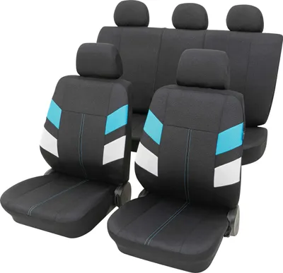 Produktbild von Auto Sitzbezüge Universal Komplett Set 11-teilig - Maui blau, Eco Class mit SAB 1 Vario | Autositzbezüge / Schonbezüge von PETEX